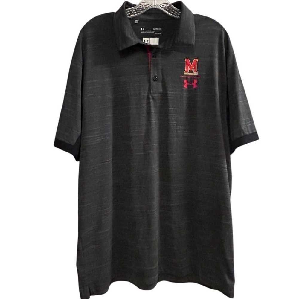 Under Armour Men's XL‎ Black Maryland Terrapins Polo Shirt Short Sleeve